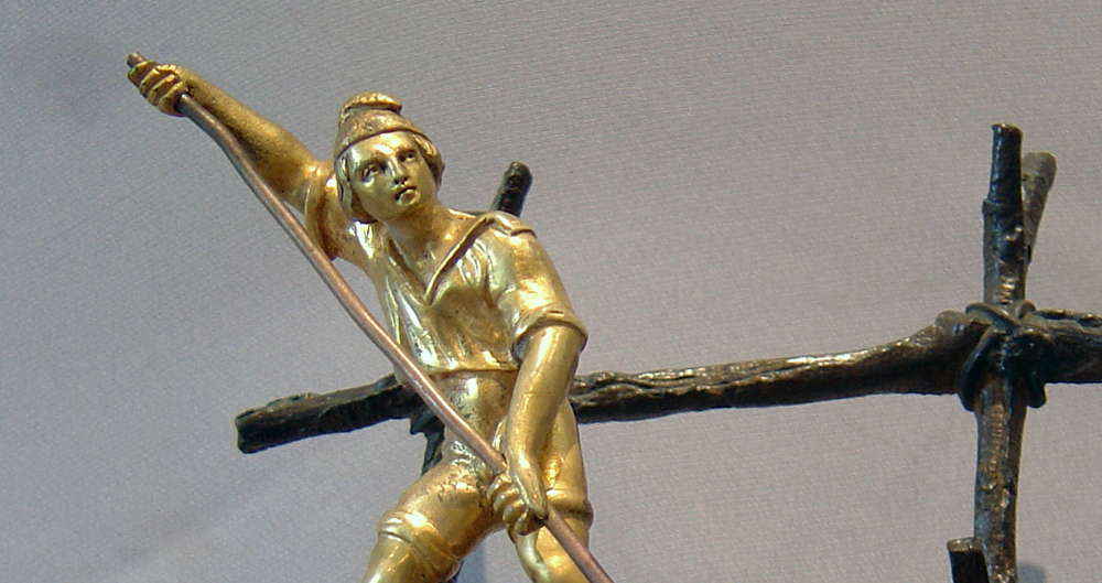 Inkstand of Neopolitan fisherman in ormolu and patinated bronze