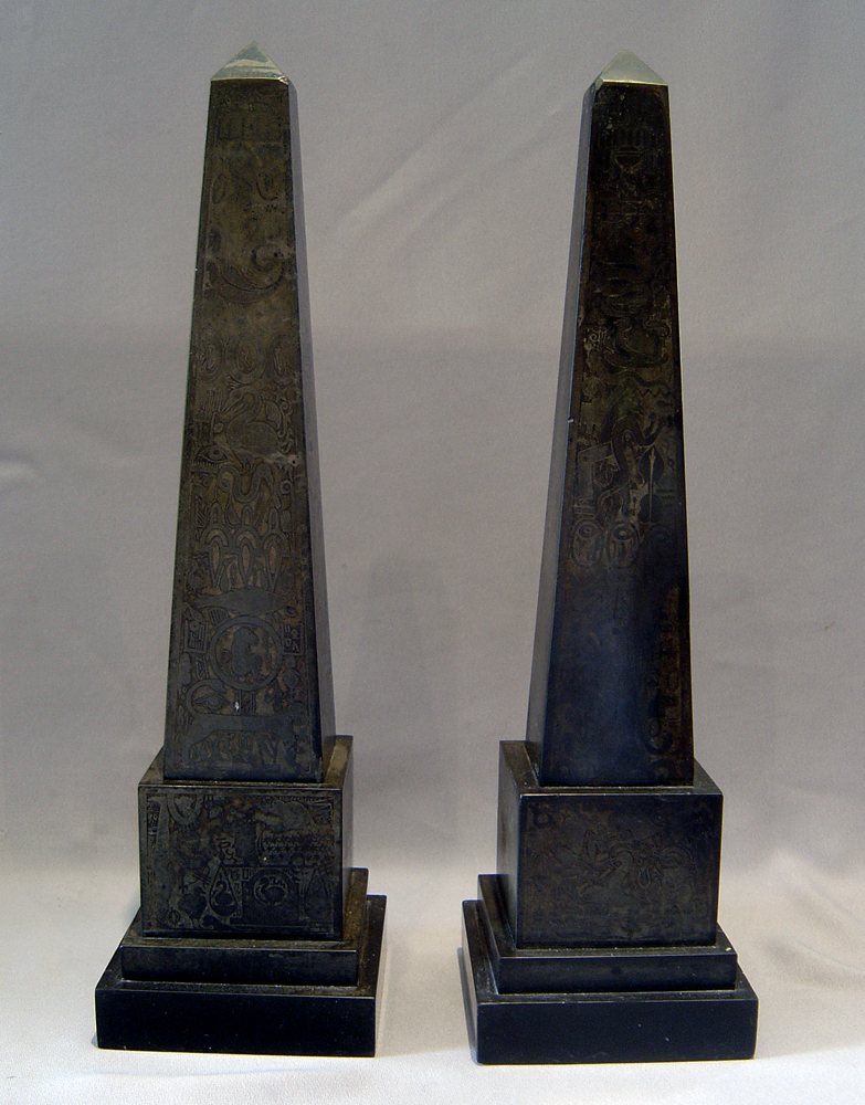 Rare English Regency Egyptian revival signed Obelisks by Brown and Mawe, Strand, London.