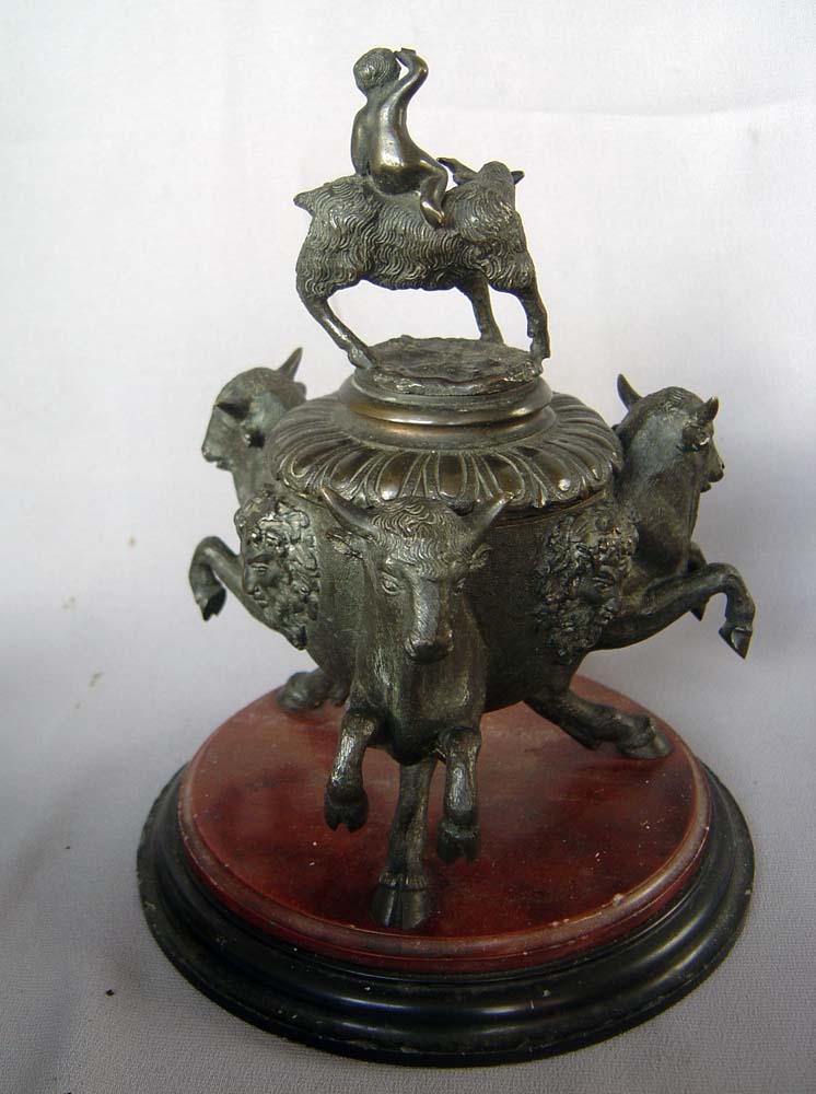 Italian antique Grand Tour inkwell in Rennaissance style.