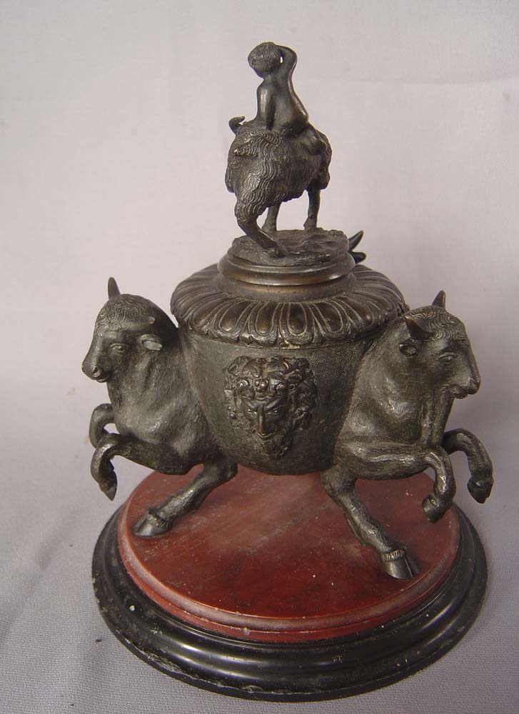 Italian antique Grand Tour inkwell in Rennaissance style.