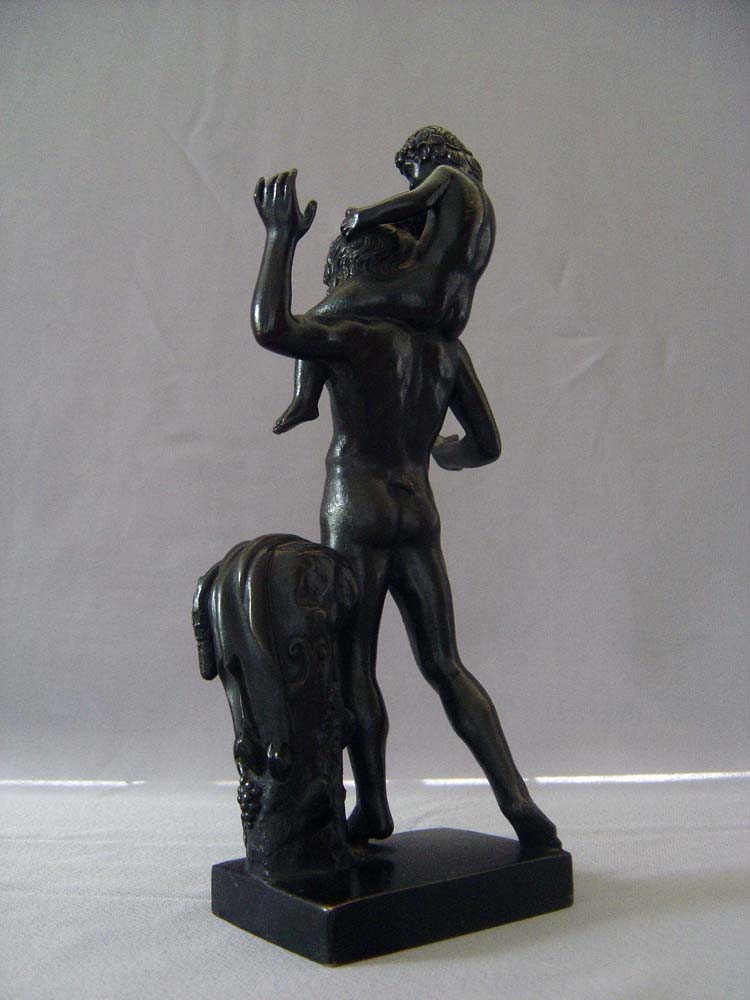 Grand tour bronze of Pan and child bacchante.