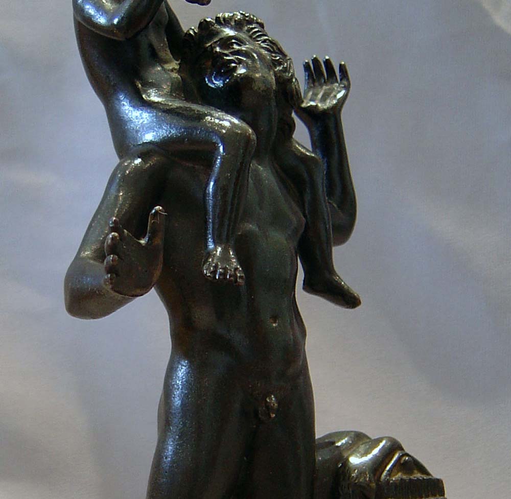 Grand tour bronze of Pan and child bacchante.