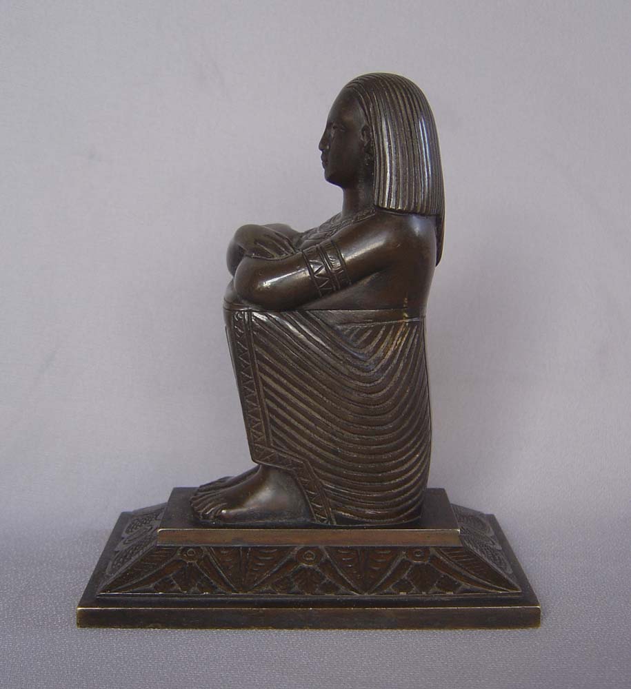 Antique Grand Tour Egyptian revival bronze inkwell.