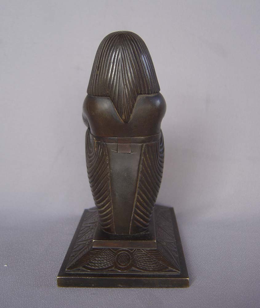 Antique Grand Tour Egyptian revival bronze inkwell.