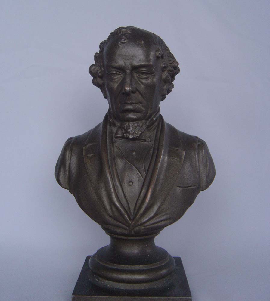 Antique English bronze bust of Benjamin Disraeli.