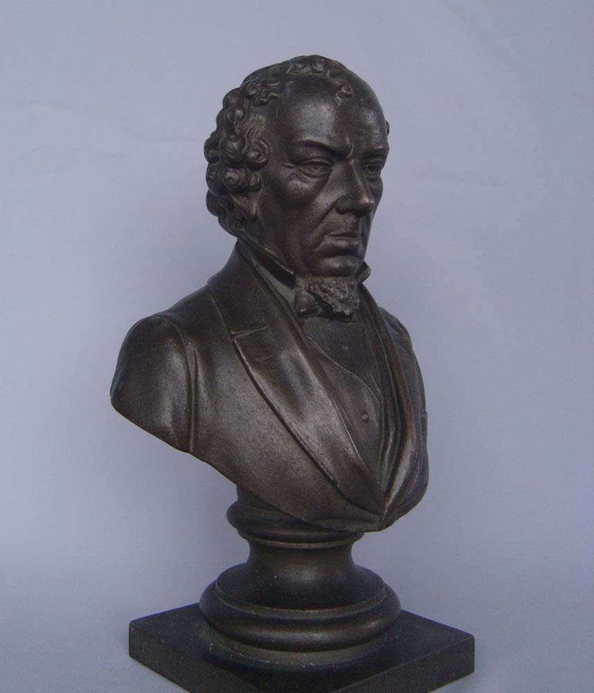 Antique English bronze bust of Benjamin Disraeli.