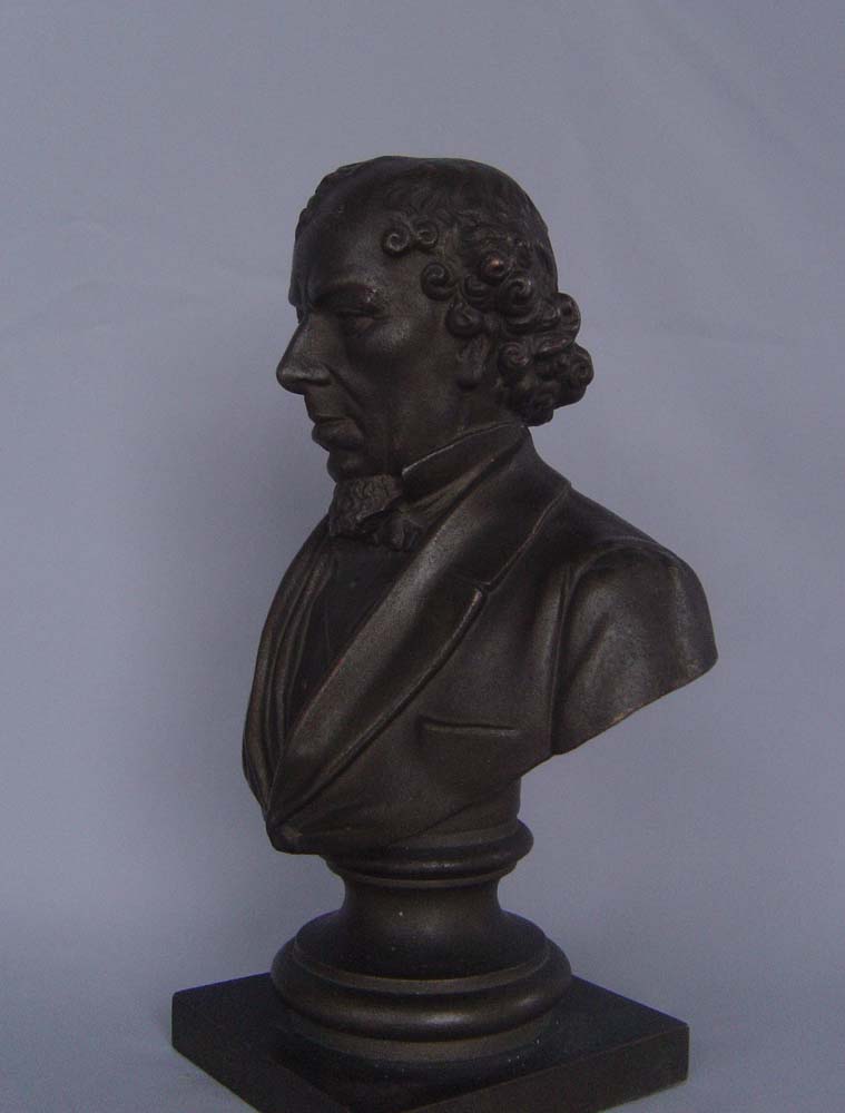 Antique English bronze bust of Benjamin Disraeli.