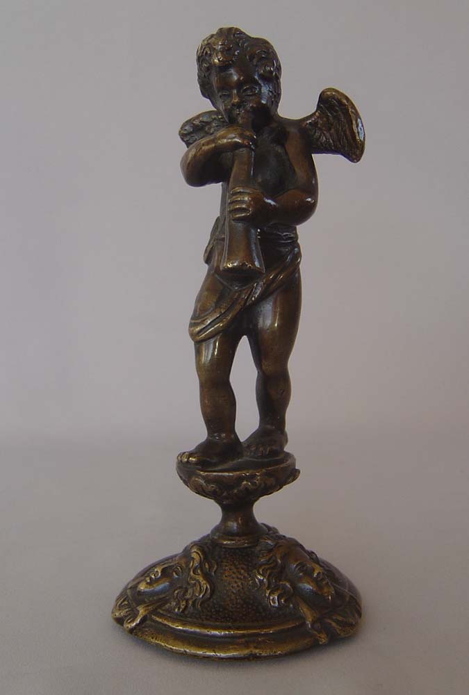 Antique Grand Tour momumental inkwell of children riding dolphins 18th century or earlier.