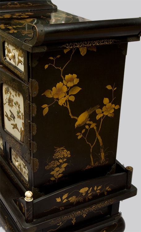 Antique  Shibyama lacquered table cabinet.