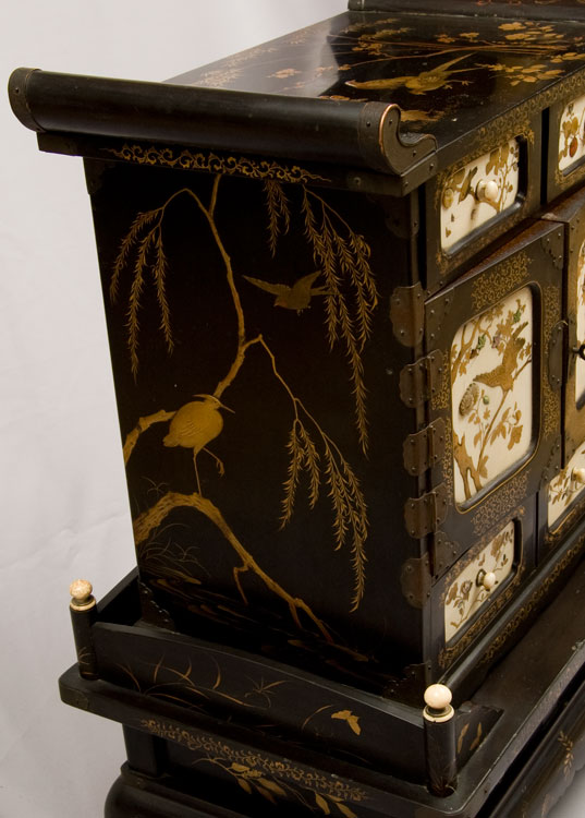 Antique  Shibyama lacquered table cabinet.
