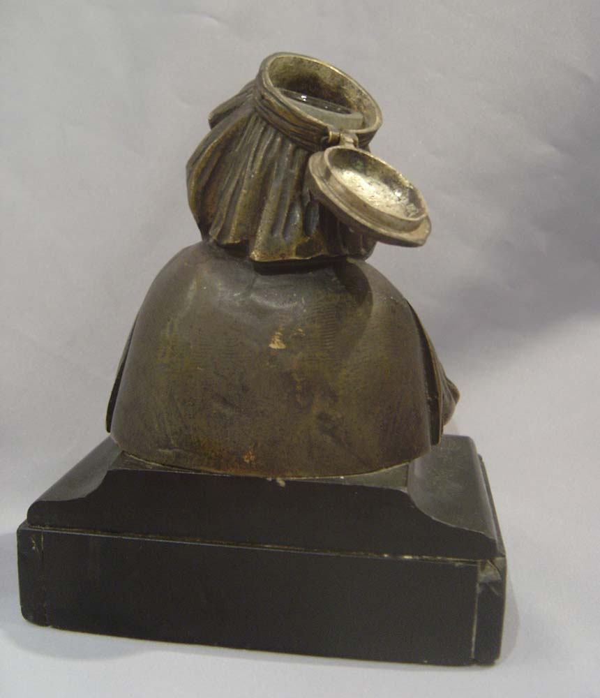 Orientalist antique cold painted bronze inkwell.