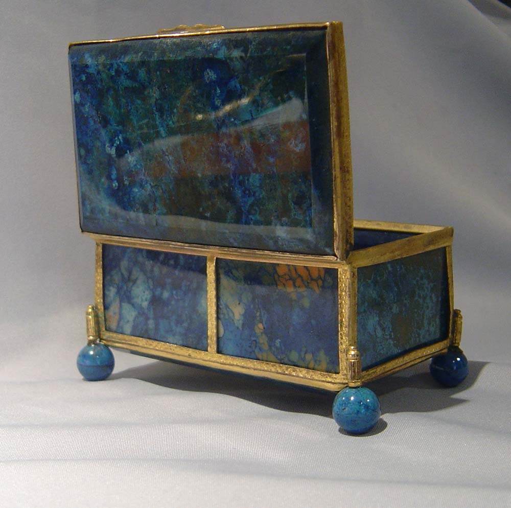 Austro-Hungarian gilt bronze mounted lapis lazuli casket.