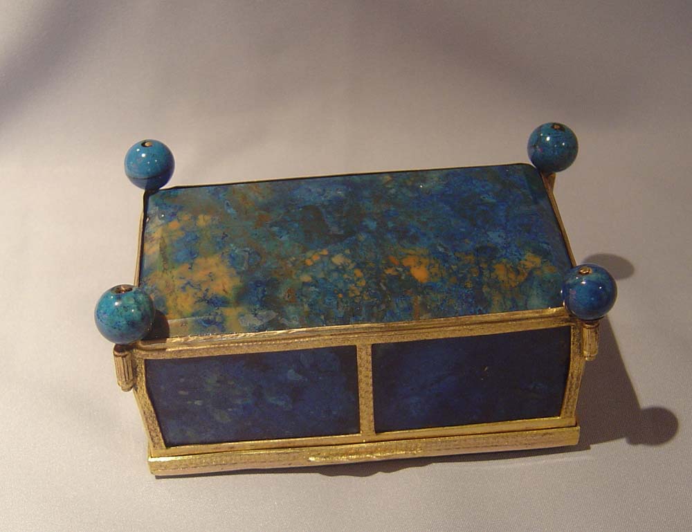 Austro-Hungarian gilt bronze mounted lapis lazuli casket.