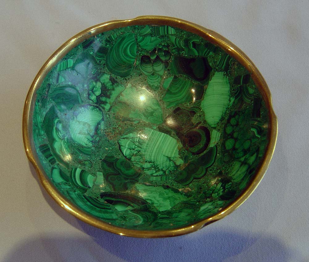 Antique Russian malachite bowl.