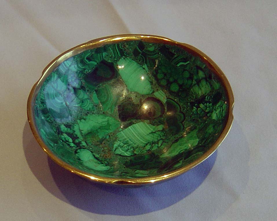 Antique Russian malachite bowl.