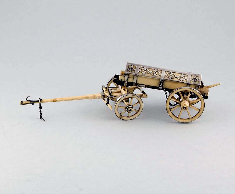 Antique French silver and ivory gun carriage and limber