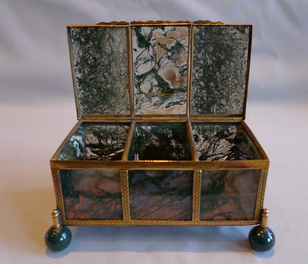 Antique Austro-Hungarian ormolu and moss agate casket.