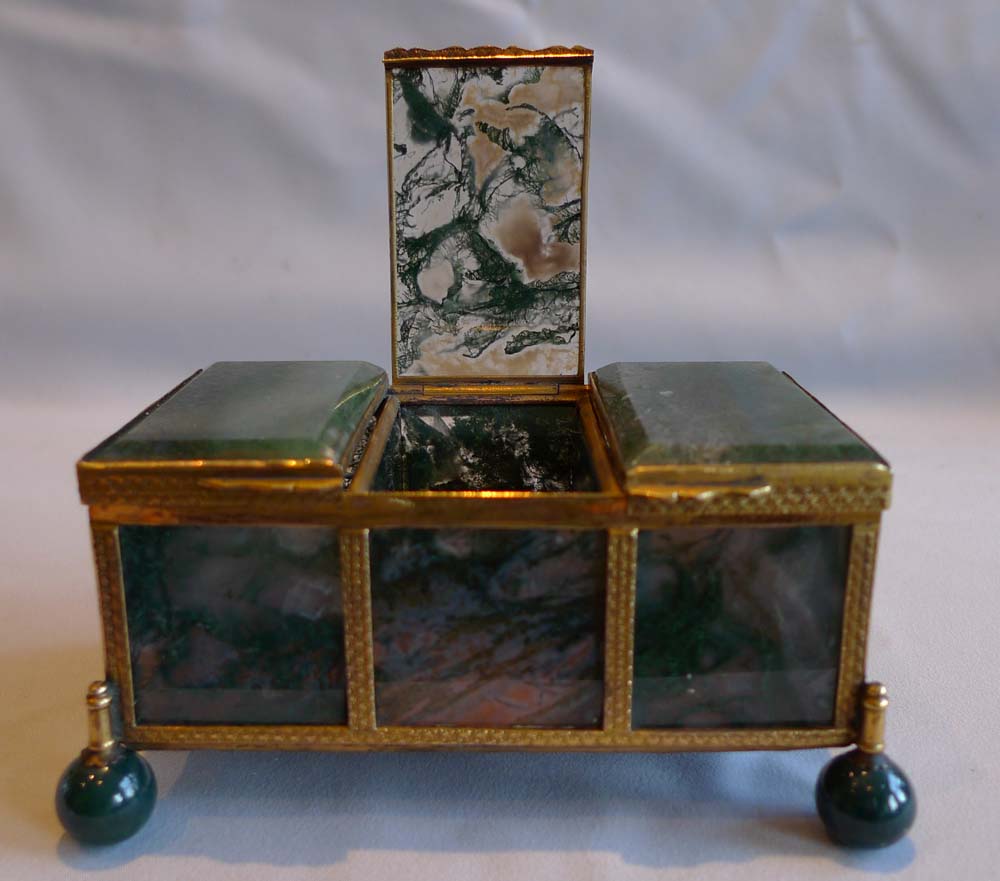 Antique Austro-Hungarian ormolu and moss agate casket.