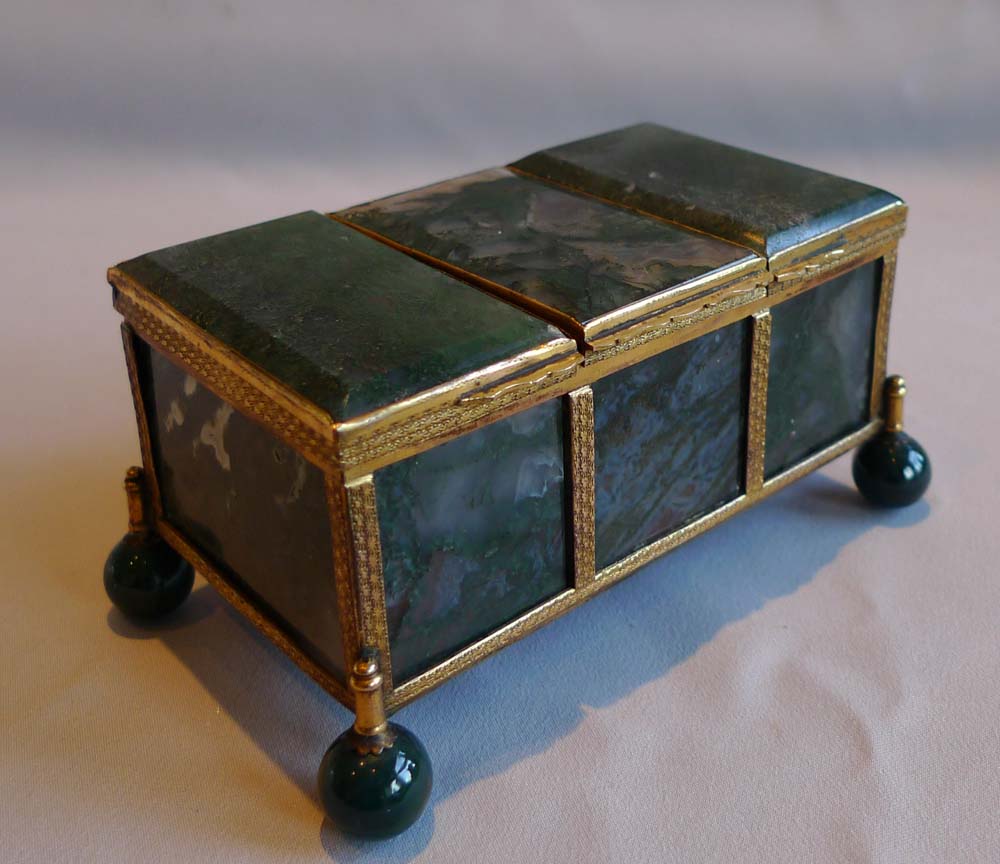 Antique Austro-Hungarian ormolu and moss agate casket.