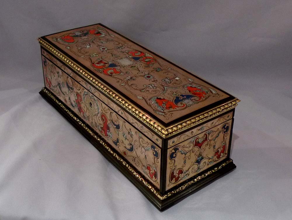 Antique boulle glove box, French.