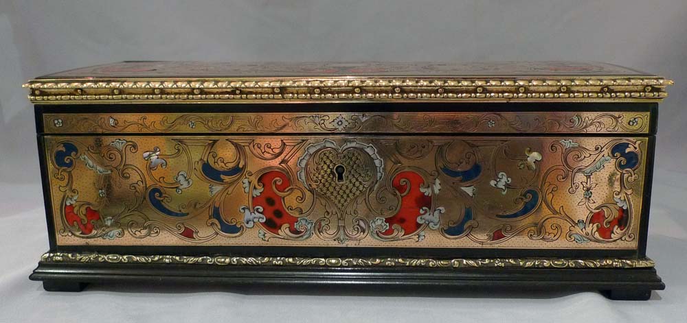 Antique boulle glove box, French.
