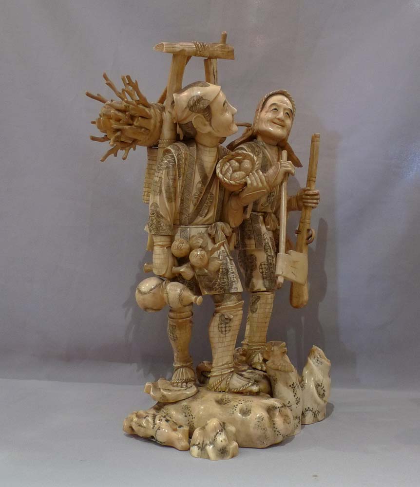 Antique Japanese ivory figural group of large size.
