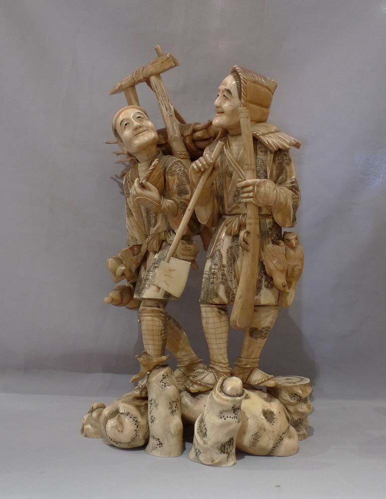 Antique Japanese ivory figural group of large size.