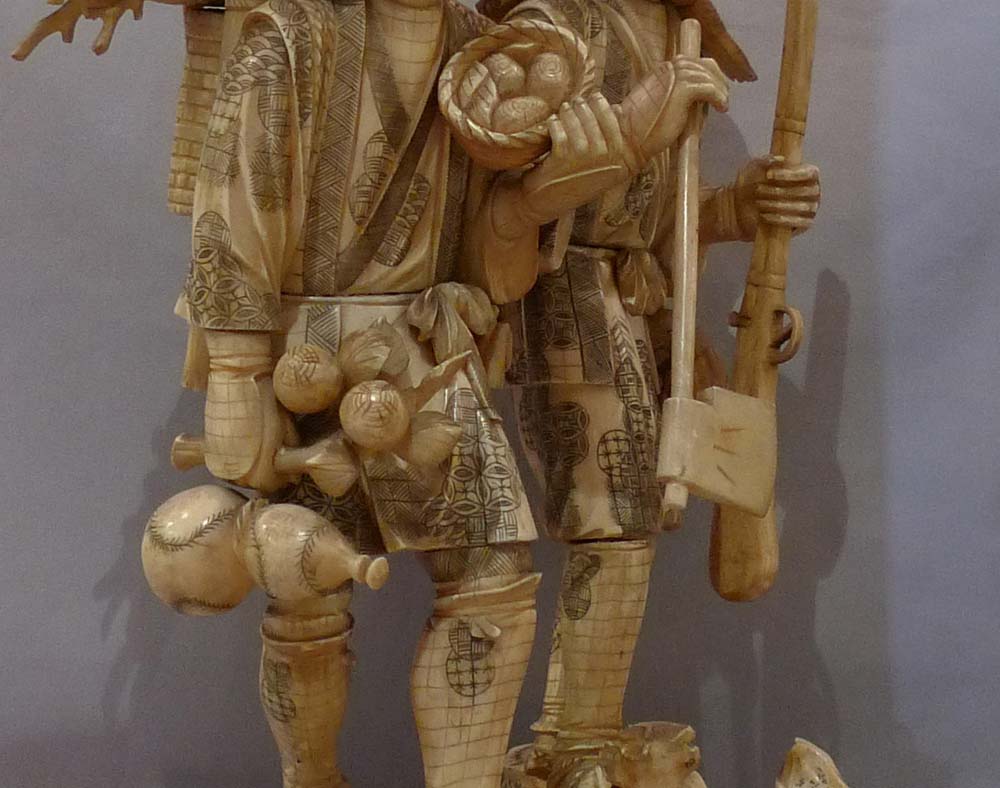 Antique Japanese ivory figural group of large size.