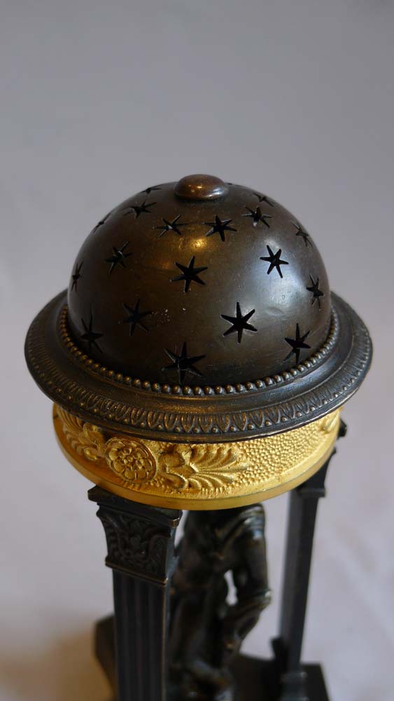 Antique English Regency Pastille burner in ormolu and patinated bronze.