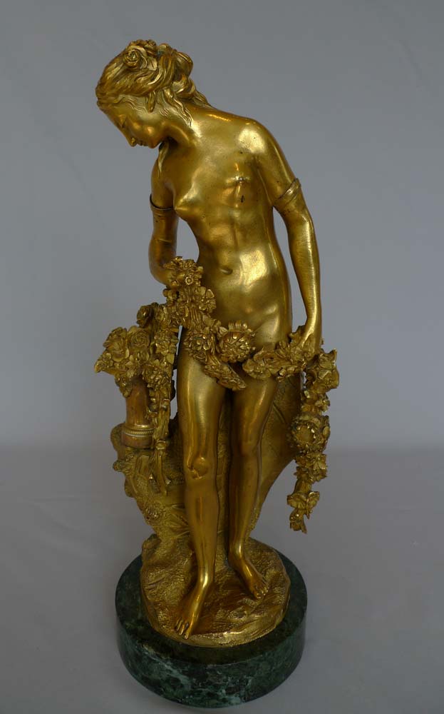 Antique French Louis XVIth antique ormolu sculpture of Flora.