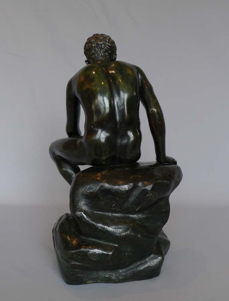Antique Grand Tour bronze of seated winged Mercury signed Fonderie Sommer Napoli.