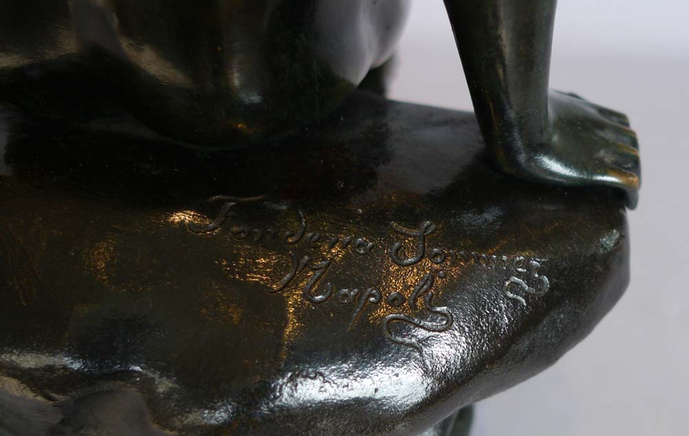 Antique Grand Tour bronze of seated winged Mercury signed Fonderie Sommer Napoli.