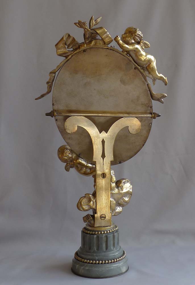 Antique French Napoleon III ormolu and silvered bronze mirror with cupids signed and dated 1870