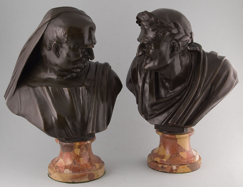 Grand Tour antique bronze busts of classical politicians.