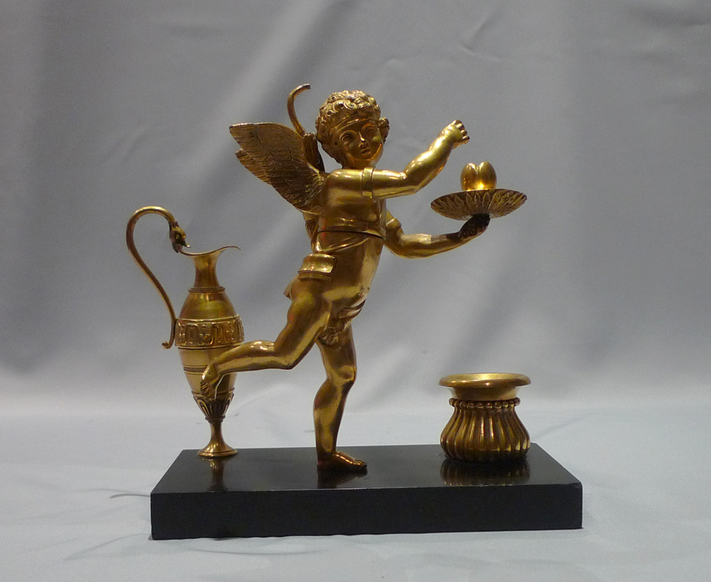 Antique English George III ormolu & black marble match striker by Thomas Weeks of London.