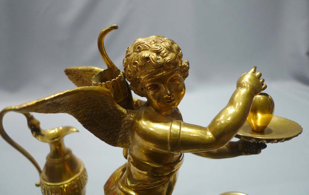 Antique English George III ormolu & black marble match striker by Thomas Weeks of London.