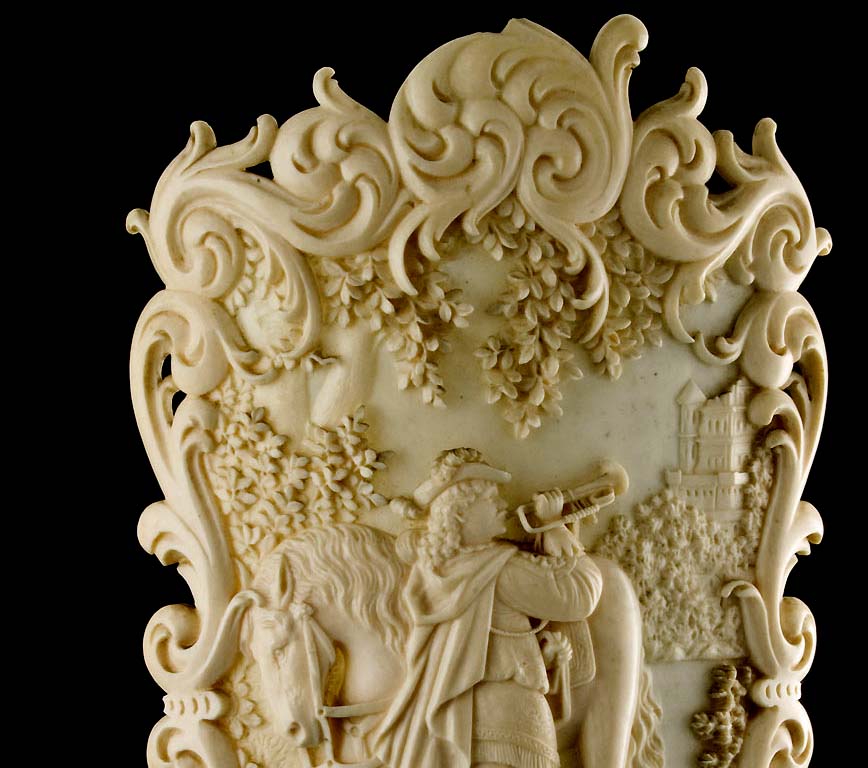 Ivory candle shield. European late 19th century.