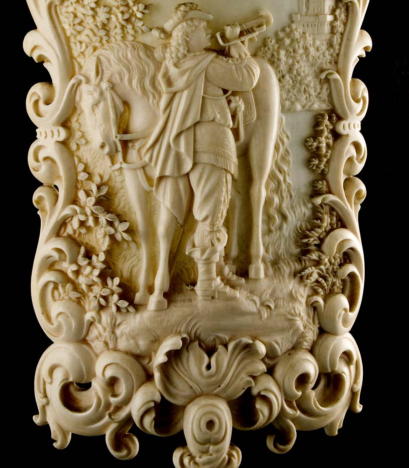 Ivory candle shield. European late 19th century.