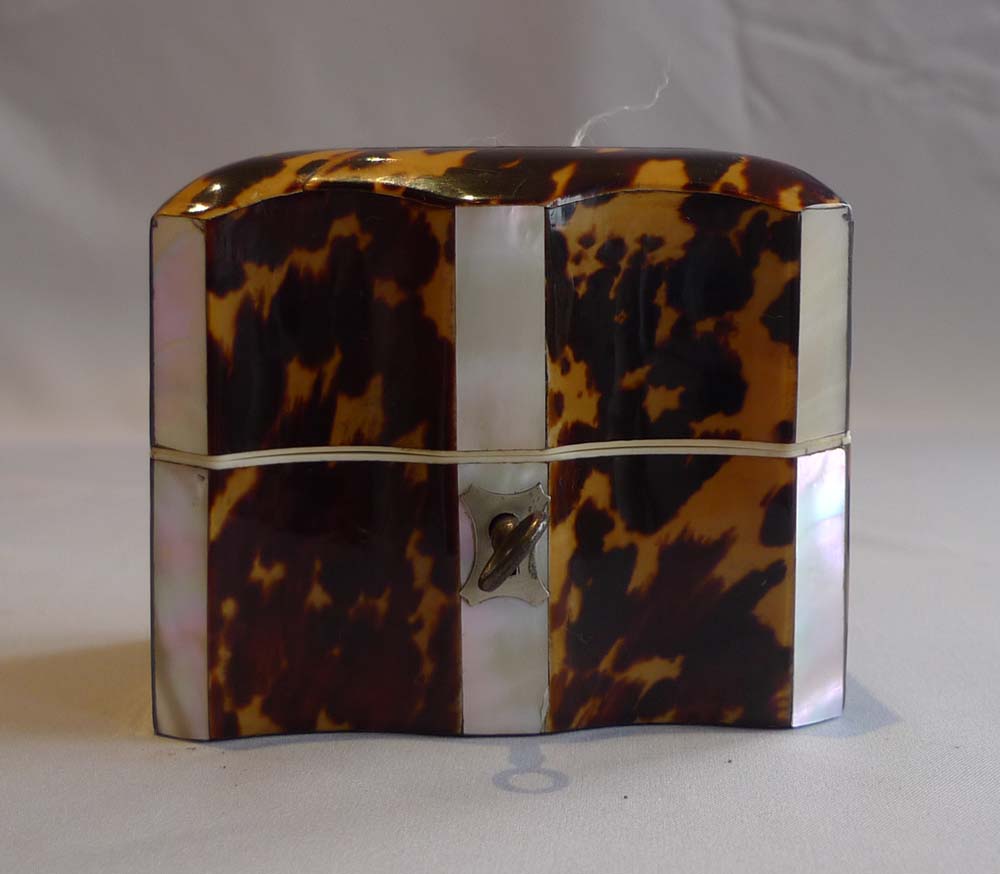Tortoiseshell and ivory ink box with original inkpots