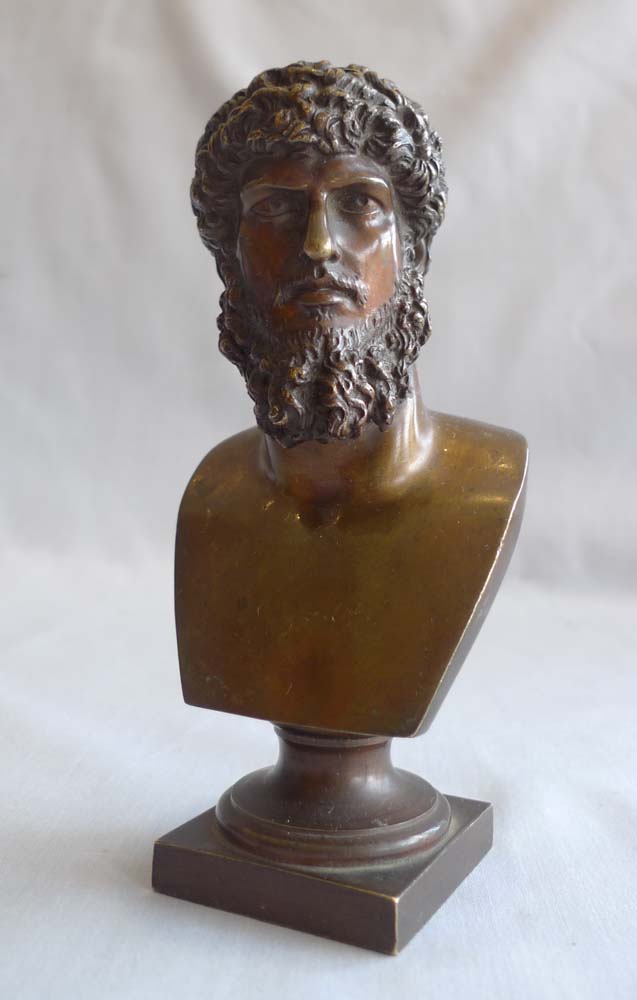 Grand Tour bronze bust of Marcus Aurelius.