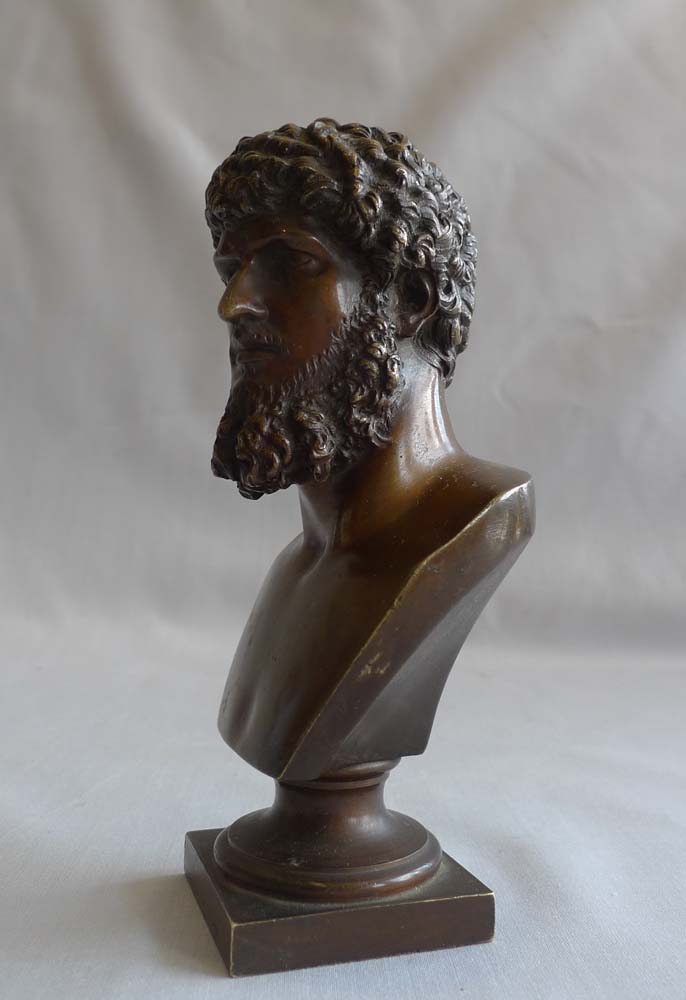 Grand Tour bronze bust of Marcus Aurelius.