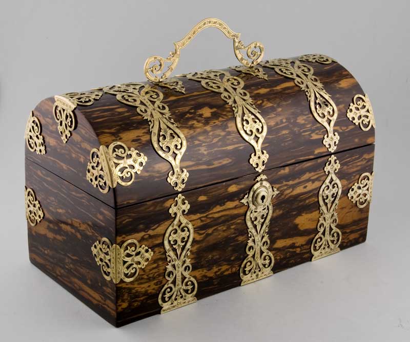 English double tea caddy, coromandel and gilt bronze.