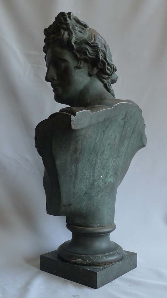 Antique Grand tour bronze bust of the Apollo Belvedere.