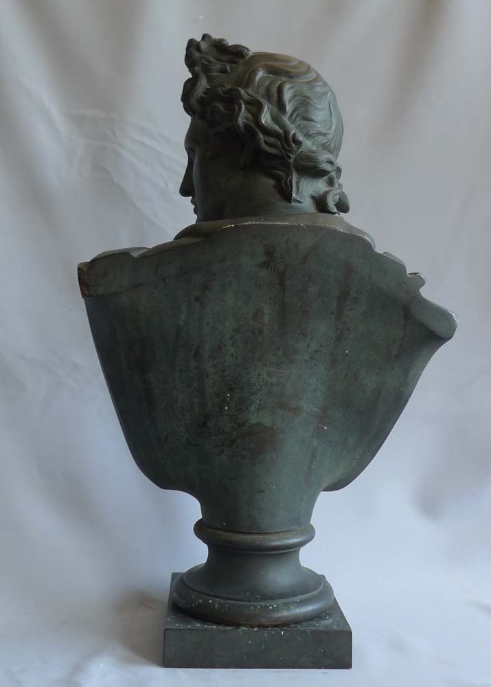 Antique Grand tour bronze bust of the Apollo Belvedere.