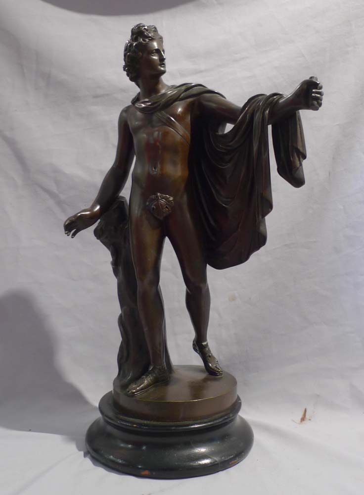 Antique Italian patinated bronze sculpture of the Apollo Belvedere signed