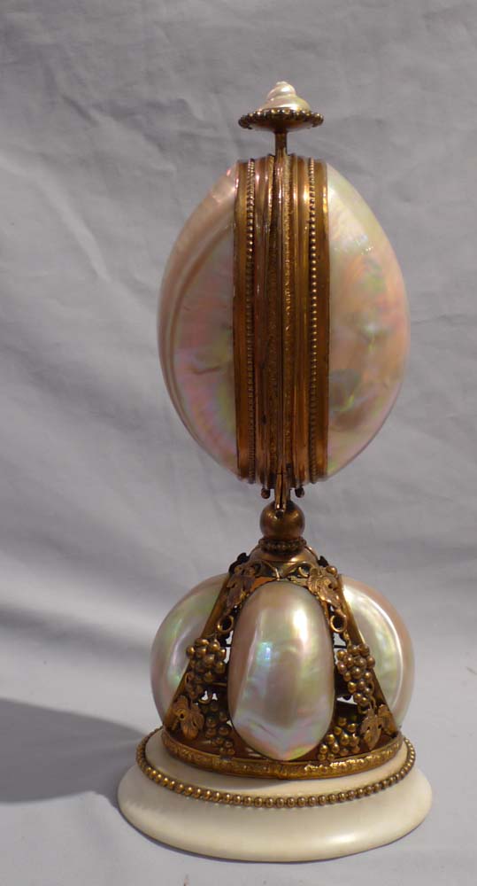 Antique French mother of pearl and ormolu perfume bottle holder