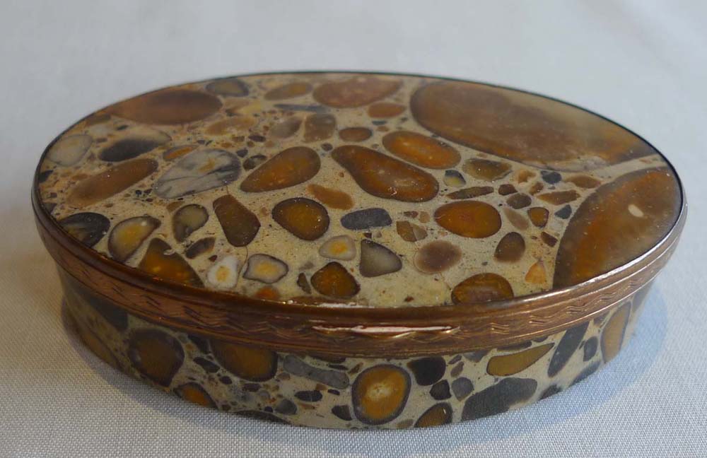 puddingstone 18th century oval hinged box.