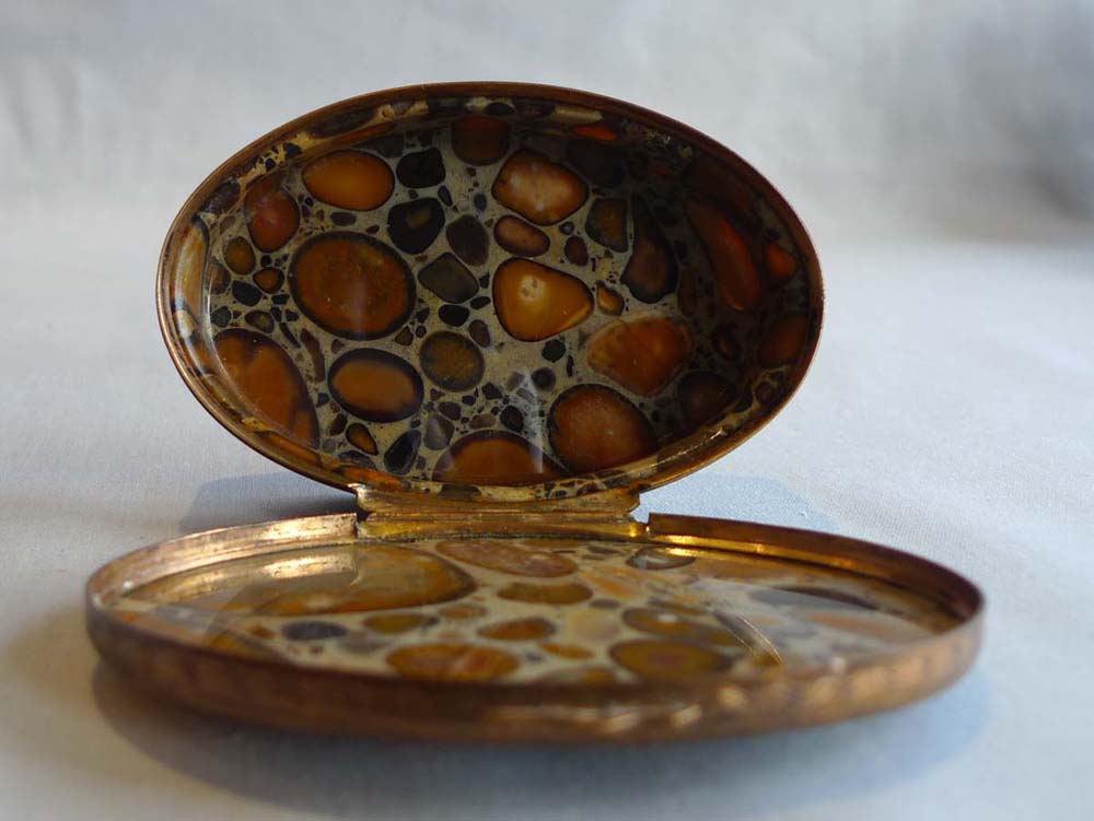 puddingstone 18th century oval hinged box.