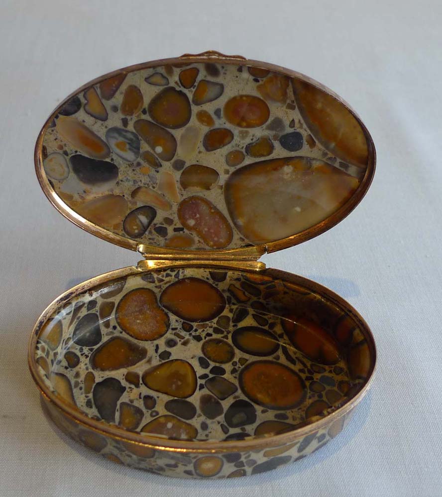 puddingstone 18th century oval hinged box.