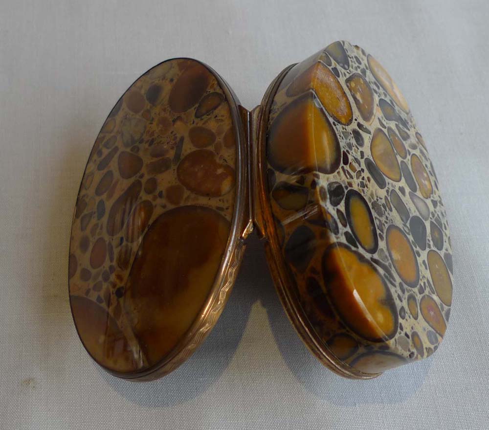 puddingstone 18th century oval hinged box.